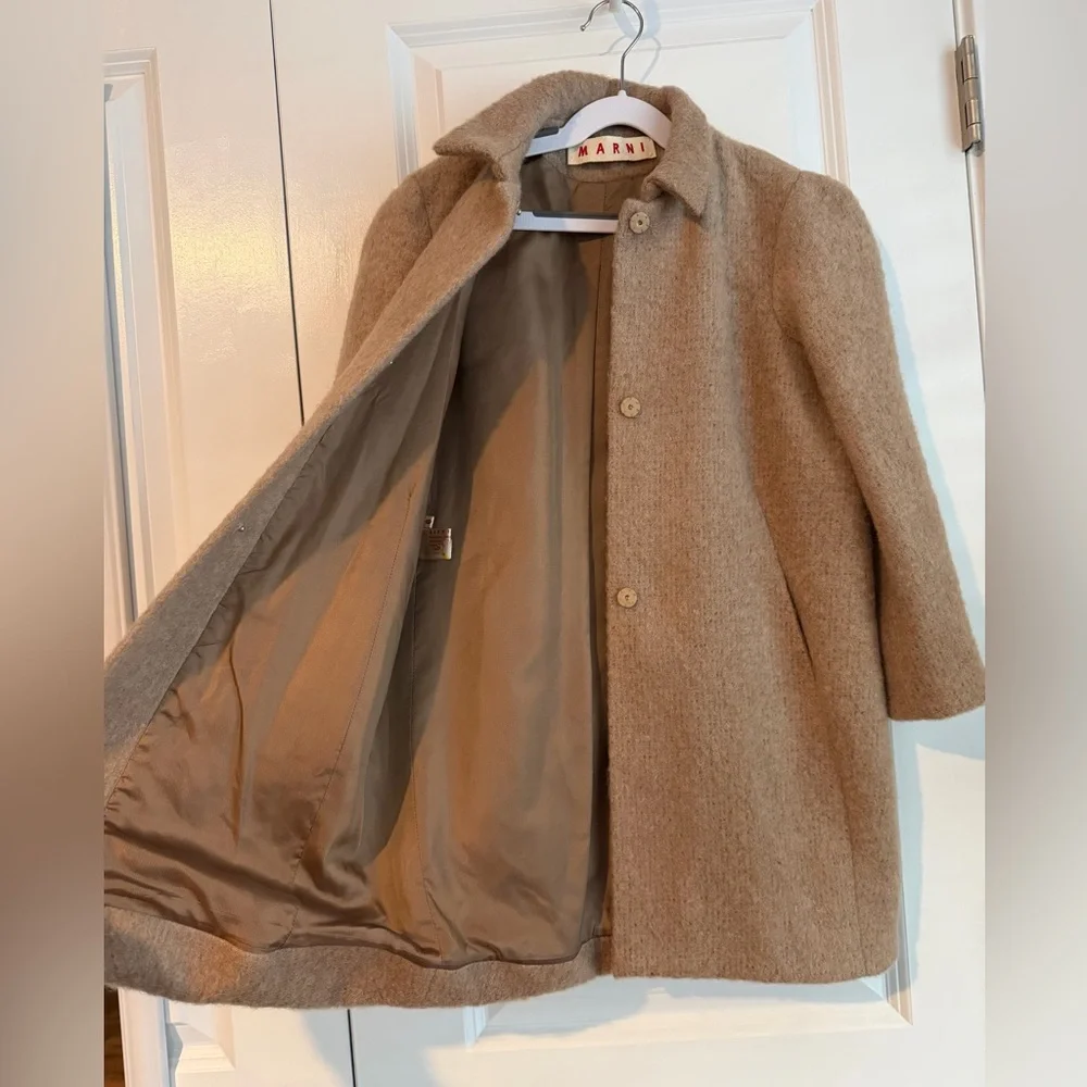 Marni Kids Mohair-Blend Cocoon Coat Camel 8Y